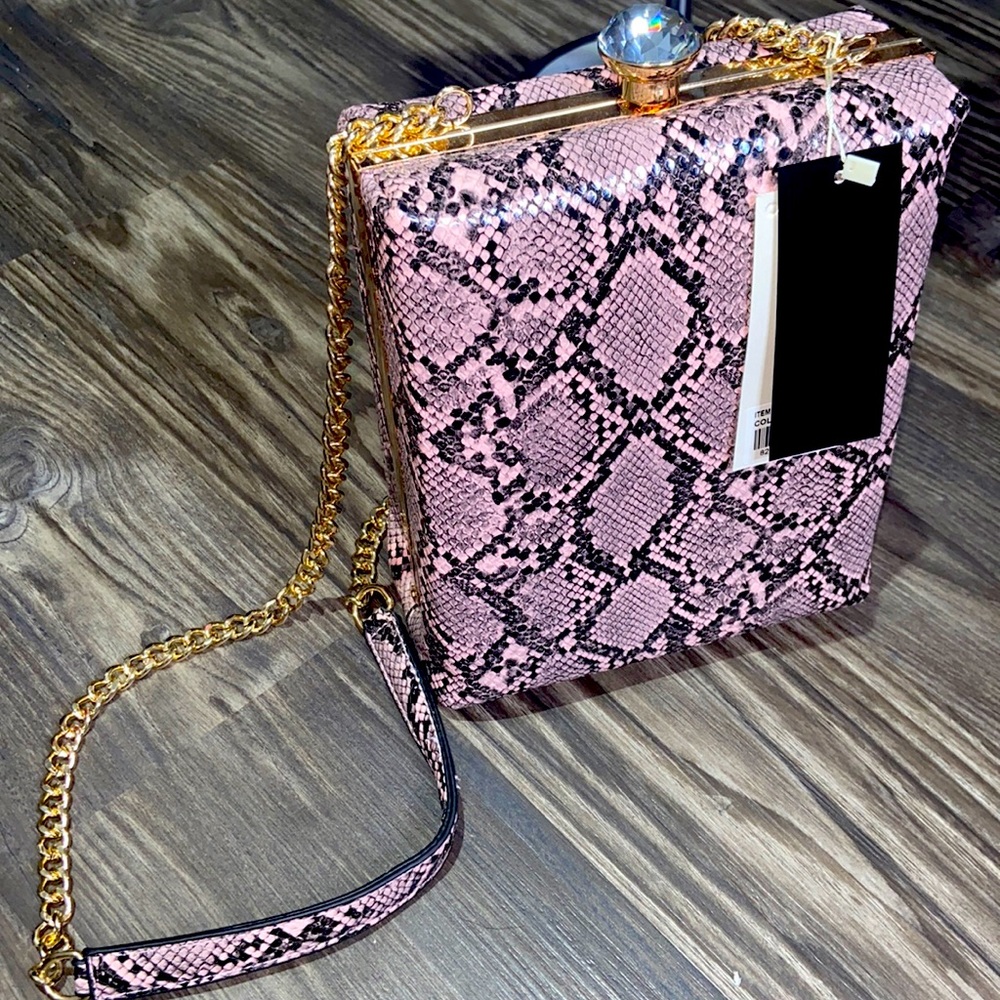 Large blush snakeskin bag